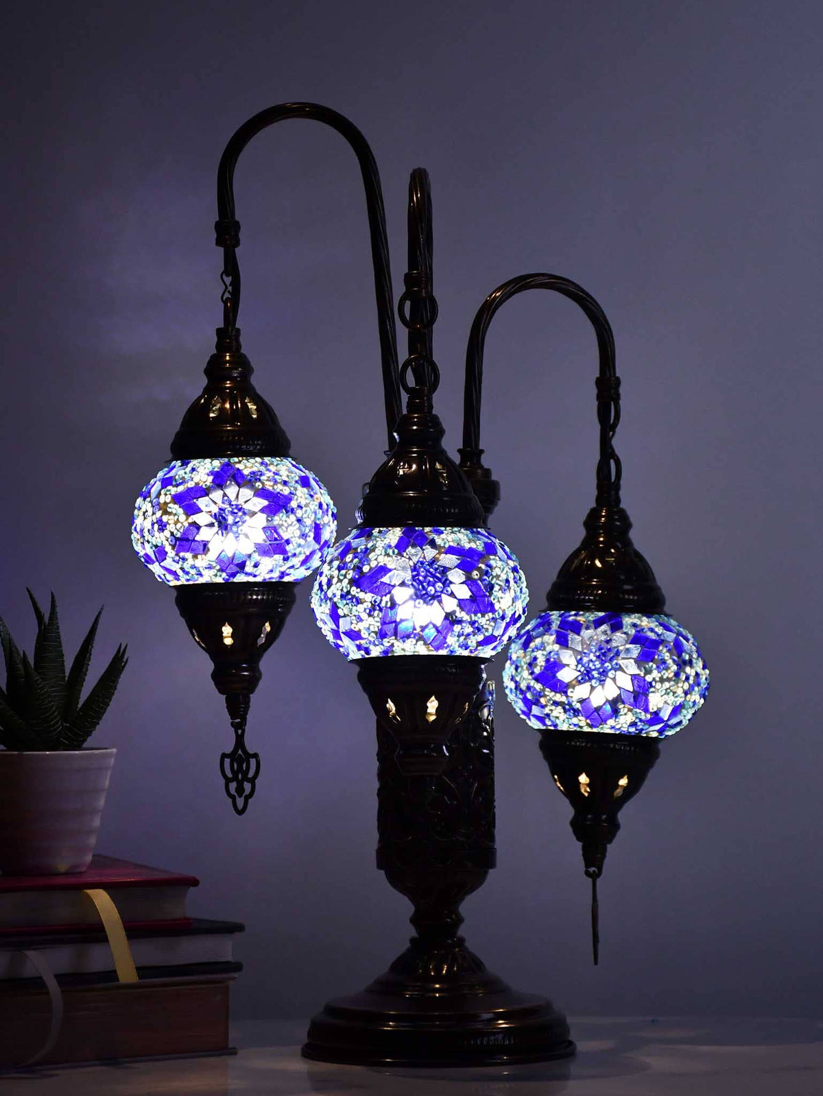 Turkish Mosaic Table Lamp Triple X Small Blue Star Lighting Sydney Grand Bazaar 