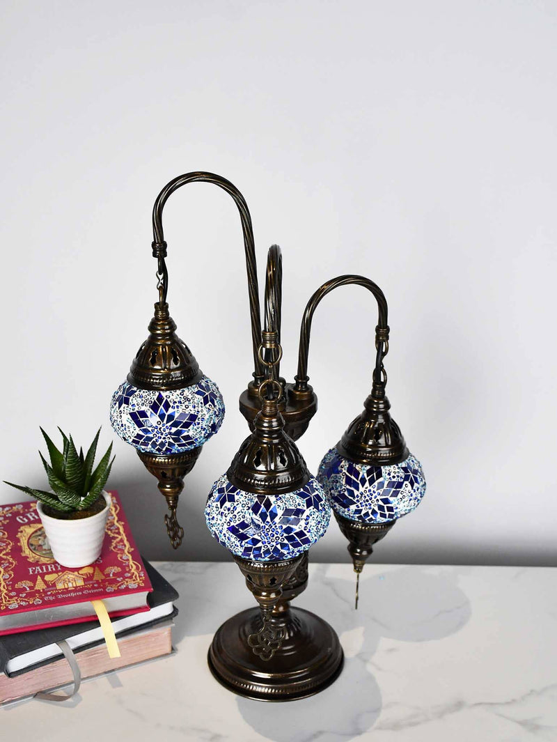 Turkish Mosaic Table Lamp Triple X Small Blue Star Lighting Sydney Grand Bazaar 