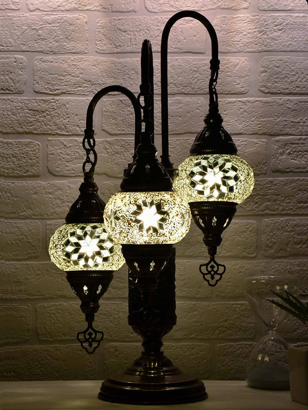 Turkish Mosaic Table Lamp Triple X Small Clear White Lighting Sydney Grand Bazaar 