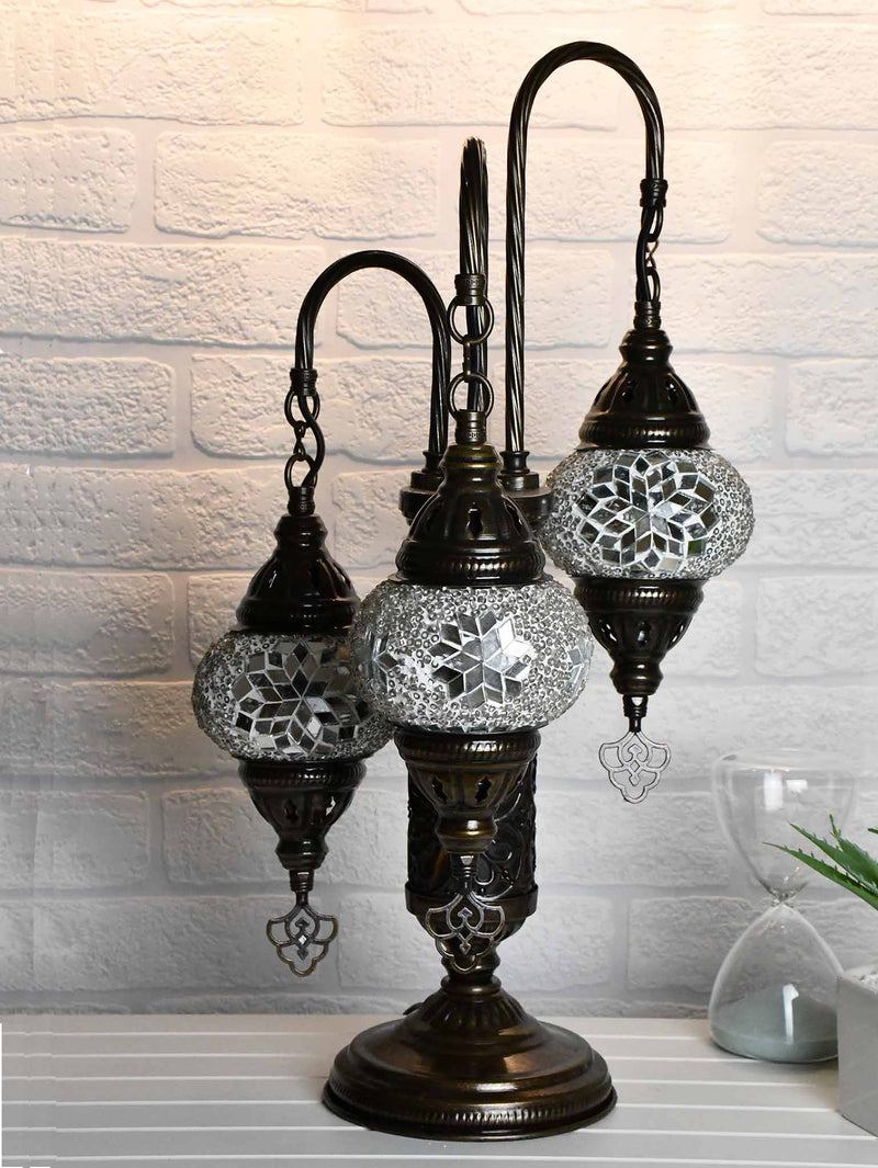 Turkish Mosaic Table Lamp Triple X Small Clear White Lighting Sydney Grand Bazaar 