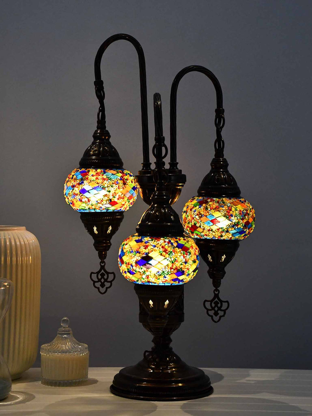 Turkish Mosaic Table Lamp Triple X Small Colorful Kilim Design Lighting Sydney Grand Bazaar 
