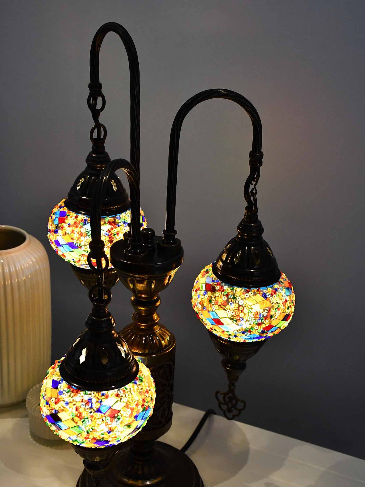 Turkish Mosaic Table Lamp Triple X Small Colorful Kilim Design Lighting Sydney Grand Bazaar 