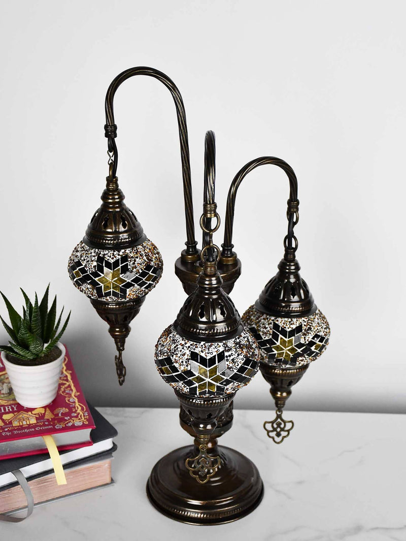Turkish Mosaic Table Lamp Triple X Small Golden Brown Beads Lighting Sydney Grand Bazaar 