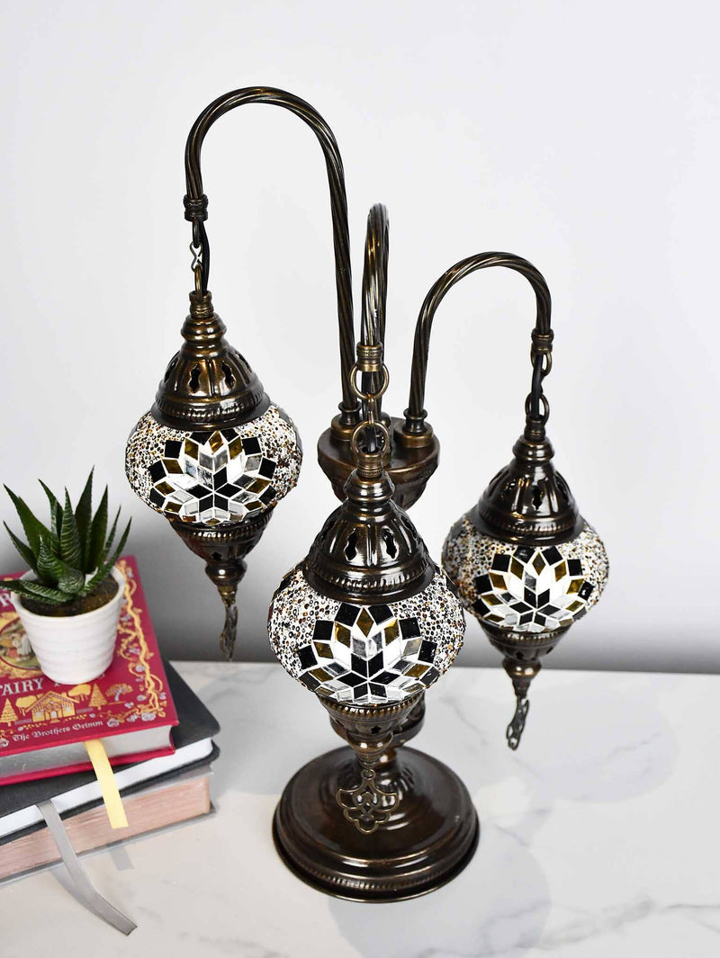 Turkish Mosaic Table Lamp Triple X Small Golden Brown Star Lighting Sydney Grand Bazaar 