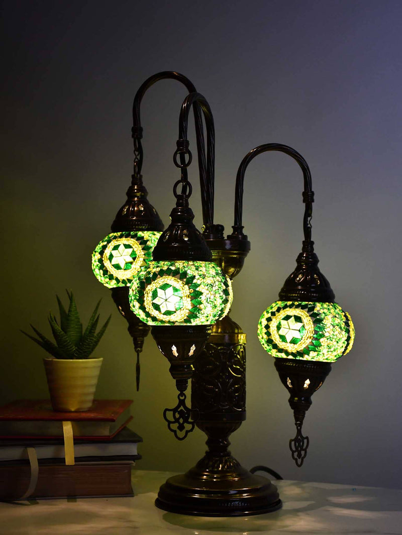 Turkish Mosaic Table Lamp Triple X Small Green Lighting Sydney Grand Bazaar 