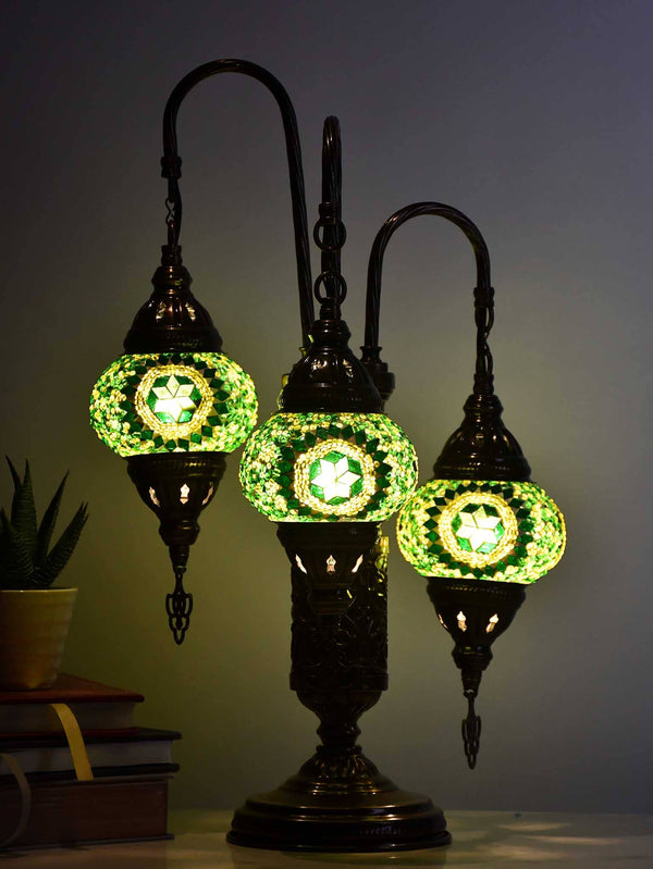 Turkish Mosaic Table Lamp Triple X Small Green Lighting Sydney Grand Bazaar 