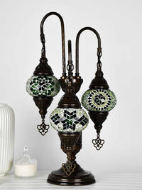 Turkish Mosaic Table Lamp Triple X Small Green Mixed Lighting Sydney Grand Bazaar 