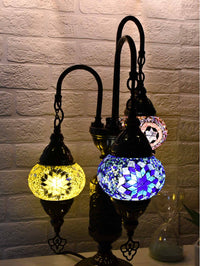 Turkish Mosaic Table Lamp Triple X Small Mixed Design 1 Lighting Sydney Grand Bazaar 