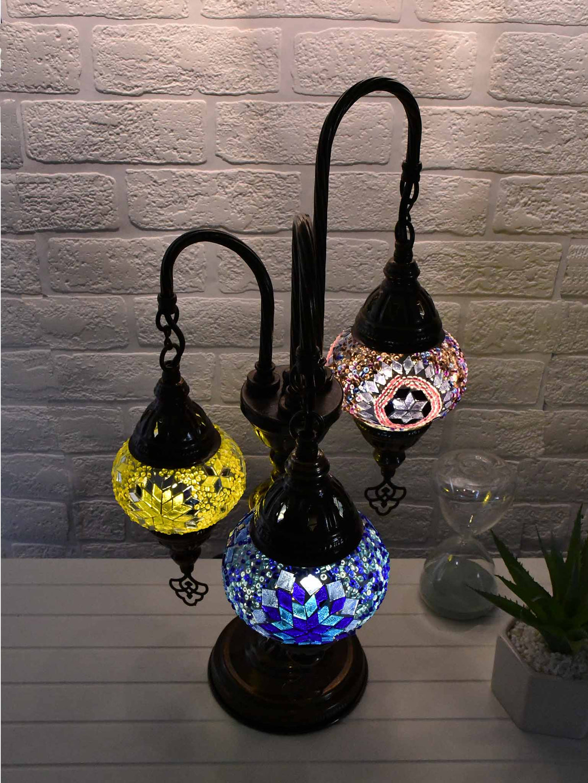 Turkish Mosaic Table Lamp Triple X Small Mixed Design 1 Lighting Sydney Grand Bazaar 