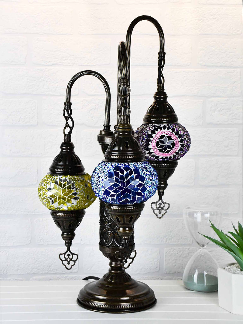 Turkish Mosaic Table Lamp Triple X Small Mixed Design 1 Lighting Sydney Grand Bazaar 