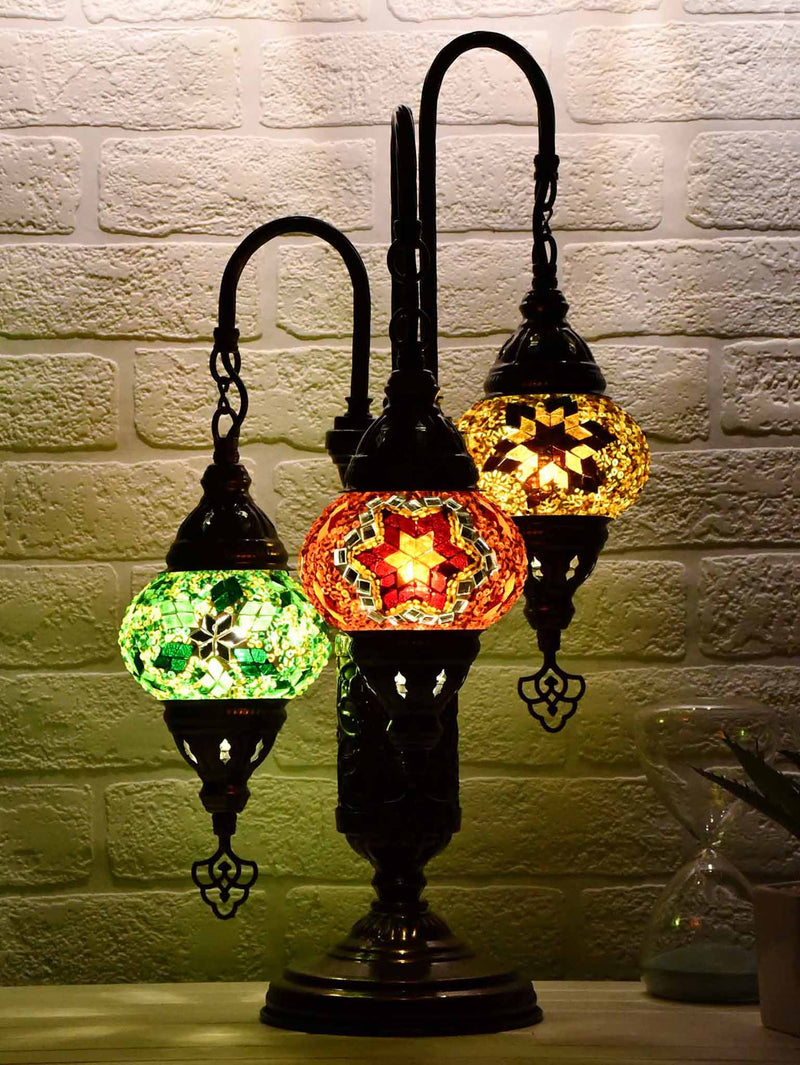 Turkish Mosaic Table Lamp Triple X Small Mixed Design 2 Lighting Sydney Grand Bazaar 