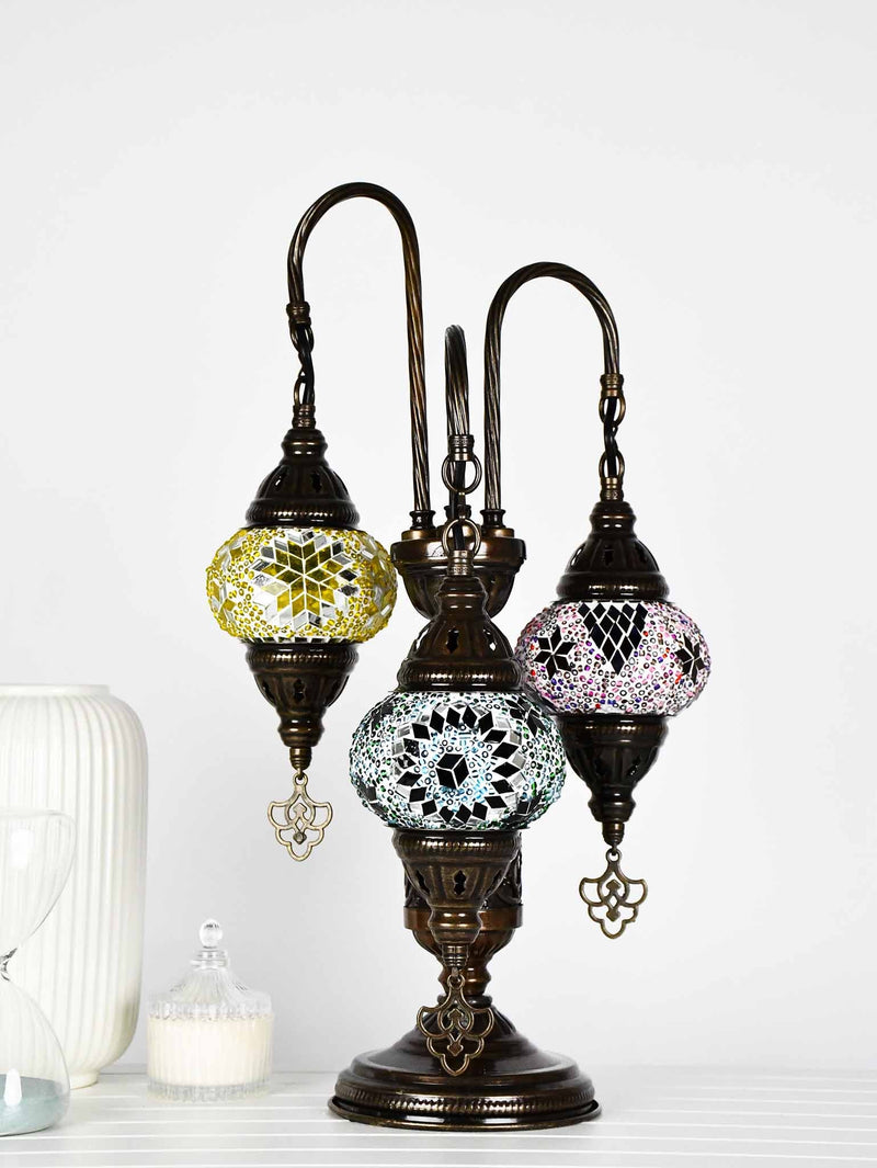 Turkish Mosaic Table Lamp Triple X Small Mixed Design 4 Lighting Sydney Grand Bazaar 