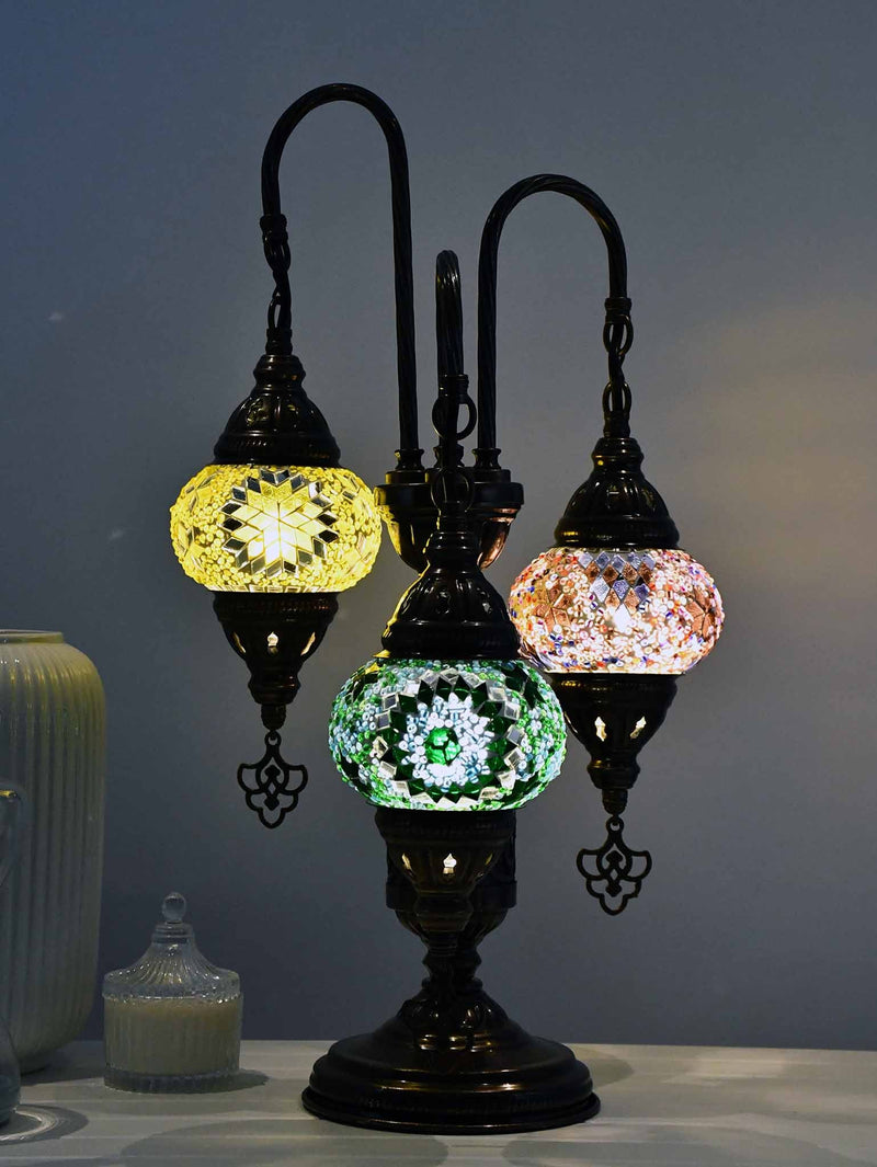 Turkish Mosaic Table Lamp Triple X Small Mixed Design 4 Lighting Sydney Grand Bazaar 