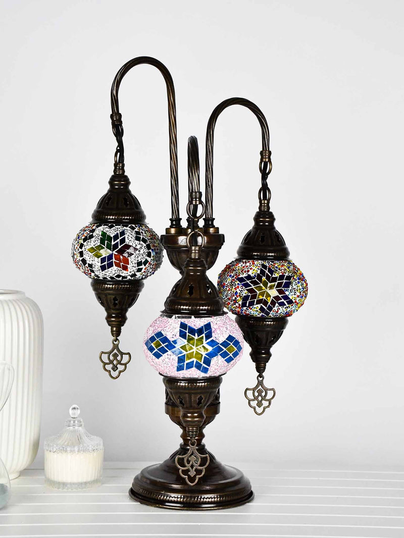 Turkish Mosaic Table Lamp Triple X Small Mixed Design 5 Lighting Sydney Grand Bazaar 