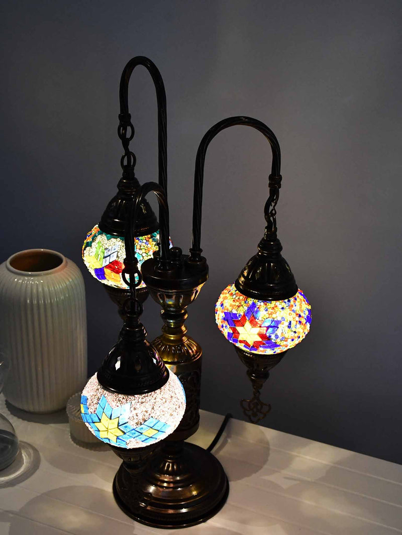 Turkish Mosaic Table Lamp Triple X Small Mixed Design 5 Lighting Sydney Grand Bazaar 