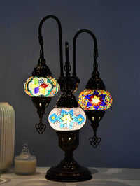 Turkish Mosaic Table Lamp Triple X Small Mixed Design 5 Lighting Sydney Grand Bazaar 