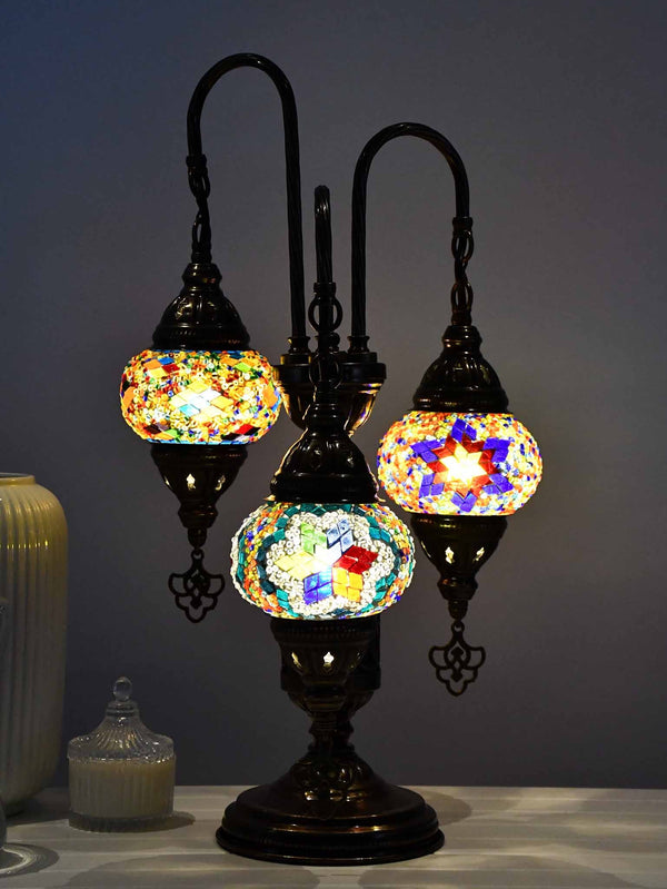 Turkish Mosaic Table Lamp Triple X Small Mixed Design 6 Lighting Sydney Grand Bazaar 