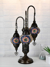 Turkish Mosaic Table Lamp Triple X Small Multicolour Blue Orange Lighting Sydney Grand Bazaar 