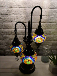 Turkish Mosaic Table Lamp Triple X Small Multicolour Blue Orange Lighting Sydney Grand Bazaar 