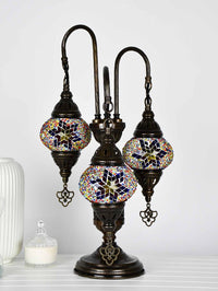 Turkish Mosaic Table Lamp Triple X Small Multicolour Red Blue Design Lighting Sydney Grand Bazaar 