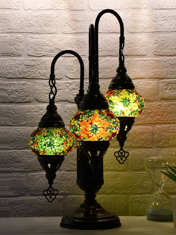 Turkish Mosaic Table Lamp Triple X Small Multicolour Star Beads Lighting Sydney Grand Bazaar 