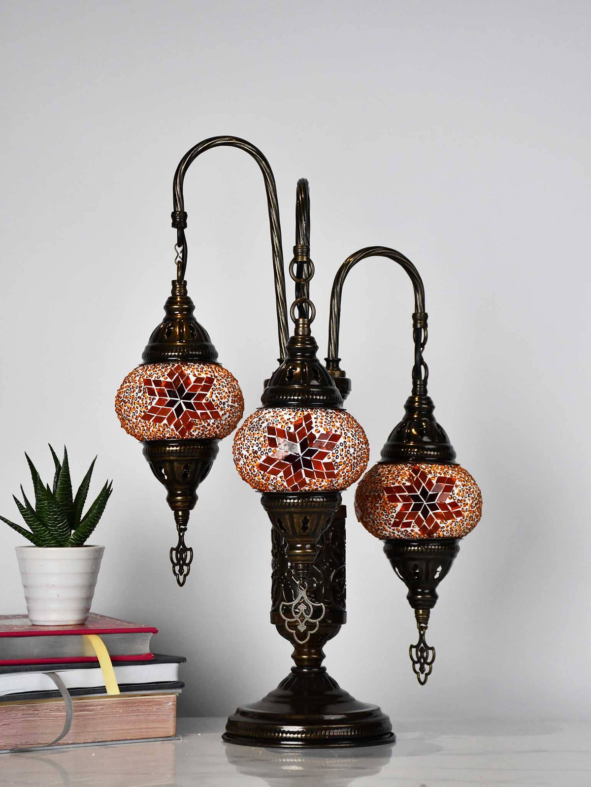Turkish Mosaic Table Lamp Triple X Small Orange Beads Lighting Sydney Grand Bazaar 