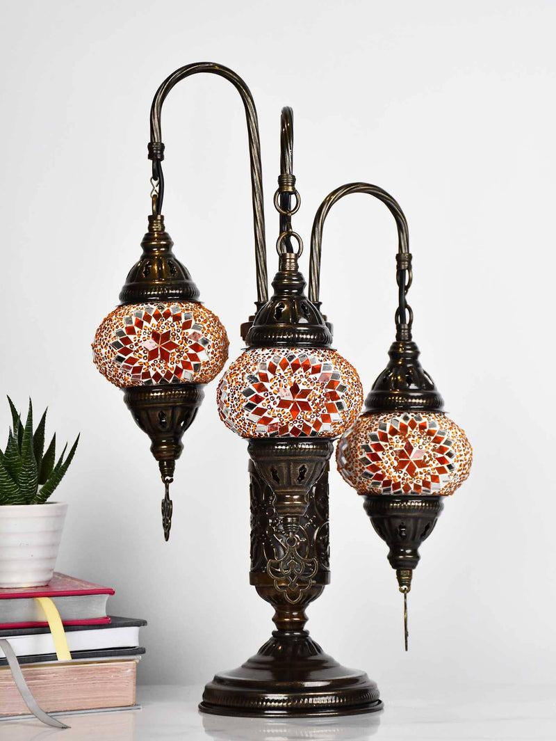 Turkish Mosaic Table Lamp Triple X Small Orange Star Lighting Sydney Grand Bazaar 