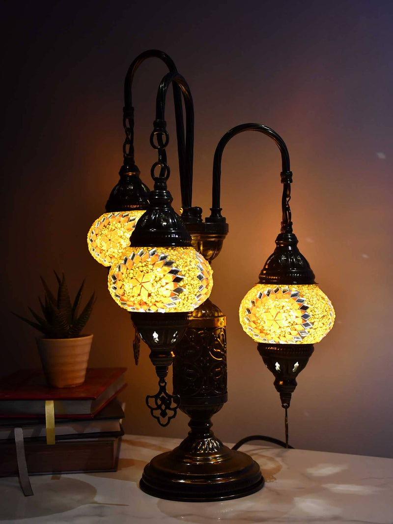 Turkish Mosaic Table Lamp Triple X Small Orange Star Lighting Sydney Grand Bazaar 