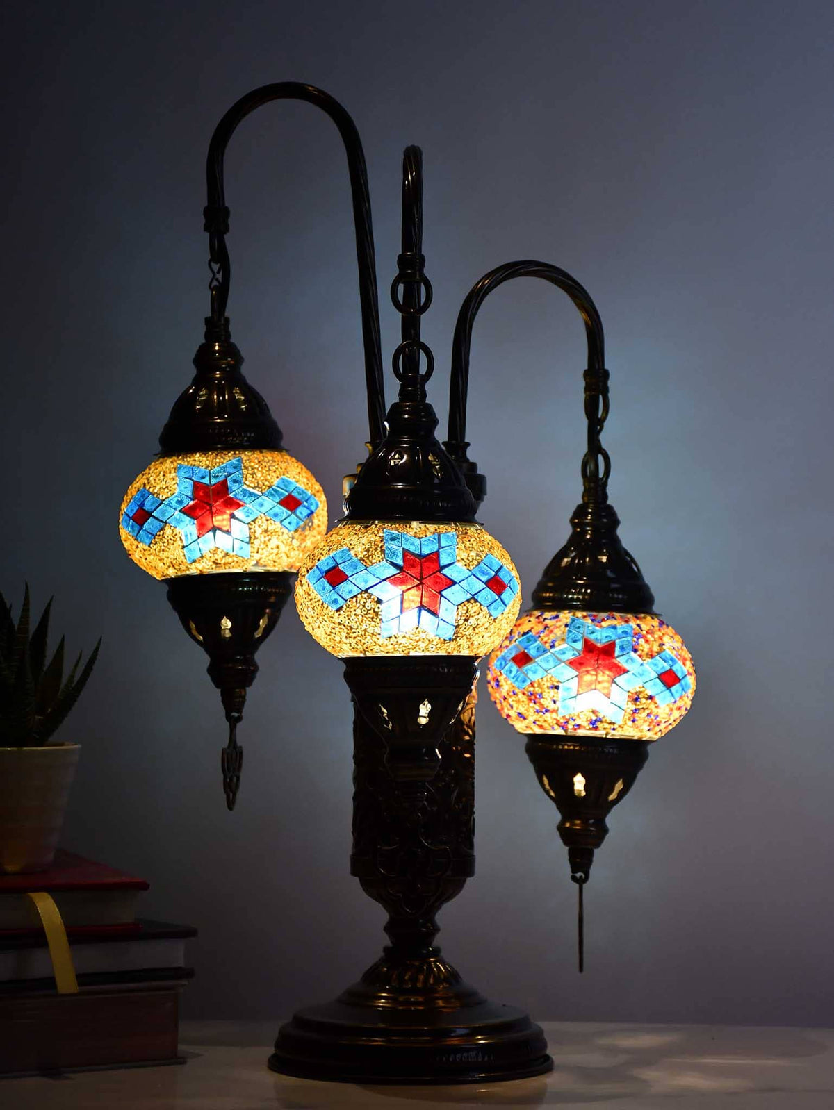 Turkish Mosaic Table Lamp Triple X Small Orange Turquoise Lighting Sydney Grand Bazaar 