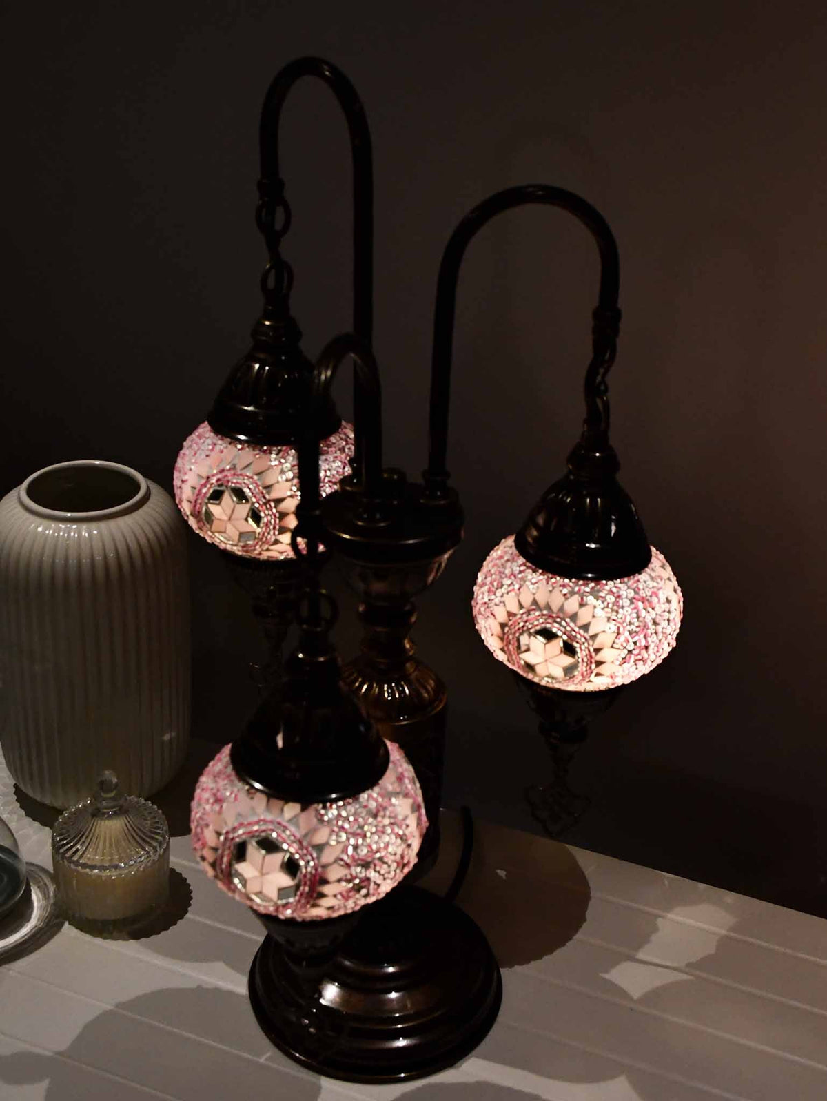 Turkish Mosaic Table Lamp Triple X Small Pink Lighting Sydney Grand Bazaar 