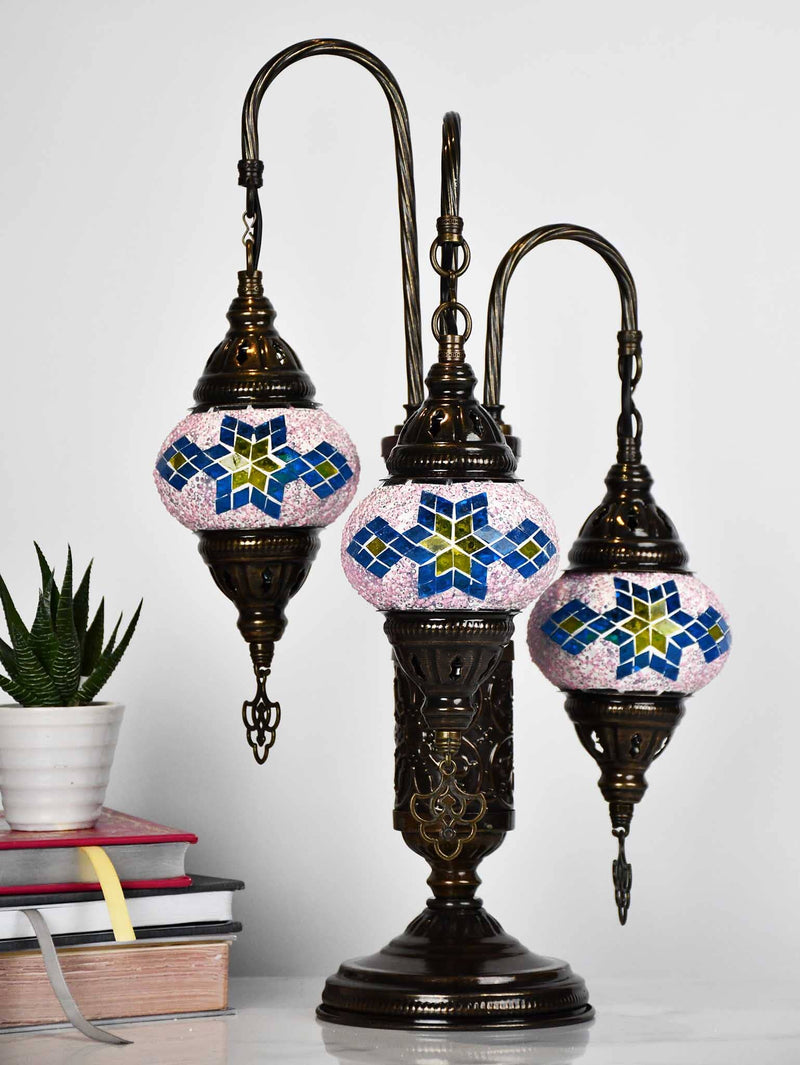 Turkish Mosaic Table Lamp Triple X Small Pink Turquoise Lighting Sydney Grand Bazaar 