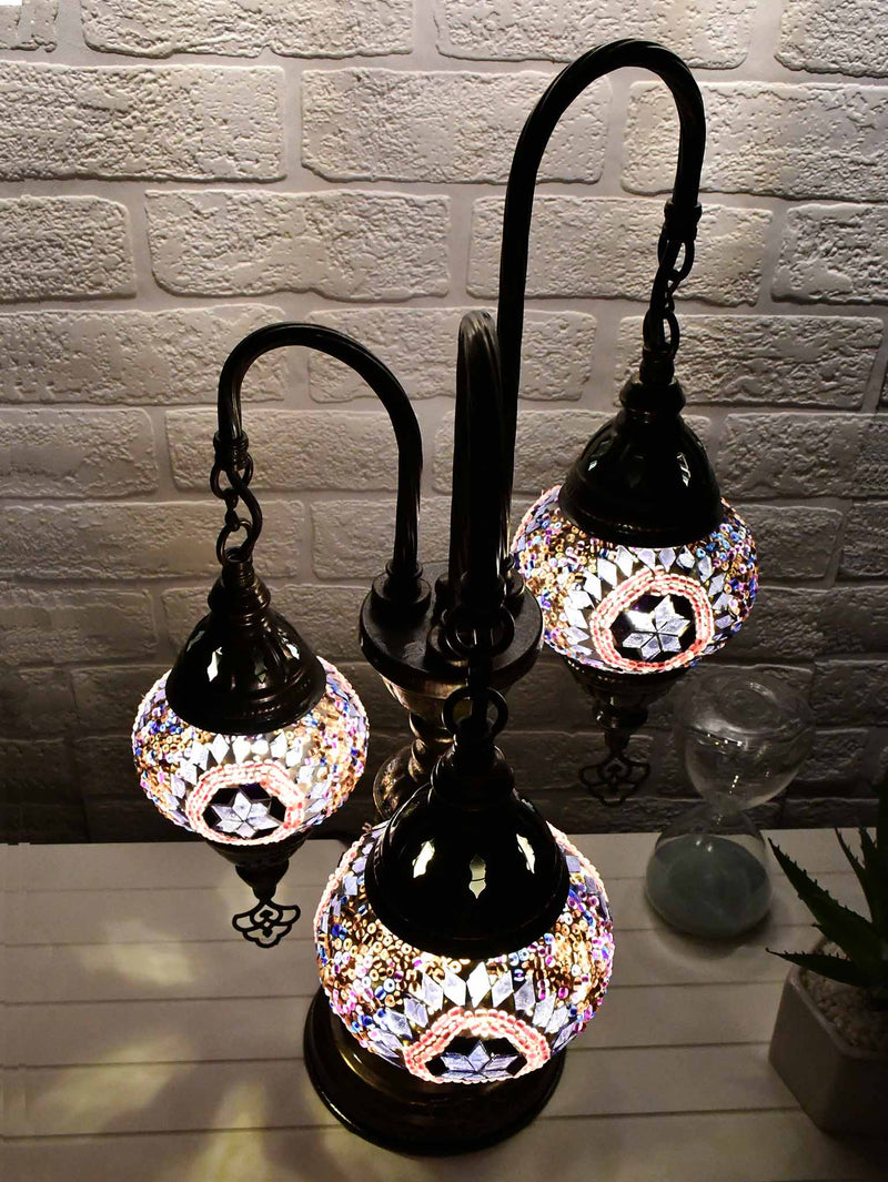 Turkish Mosaic Table Lamp Triple X Small Purple Lighting Sydney Grand Bazaar 
