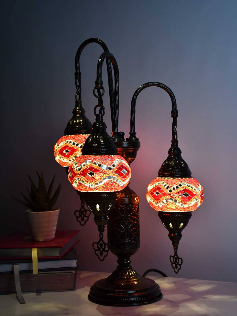 Turkish Mosaic Table Lamp Triple X Small Red Kilim Lighting Sydney Grand Bazaar 