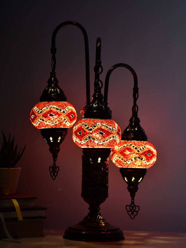 Turkish Mosaic Table Lamp Triple X Small Red Kilim Lighting Sydney Grand Bazaar 