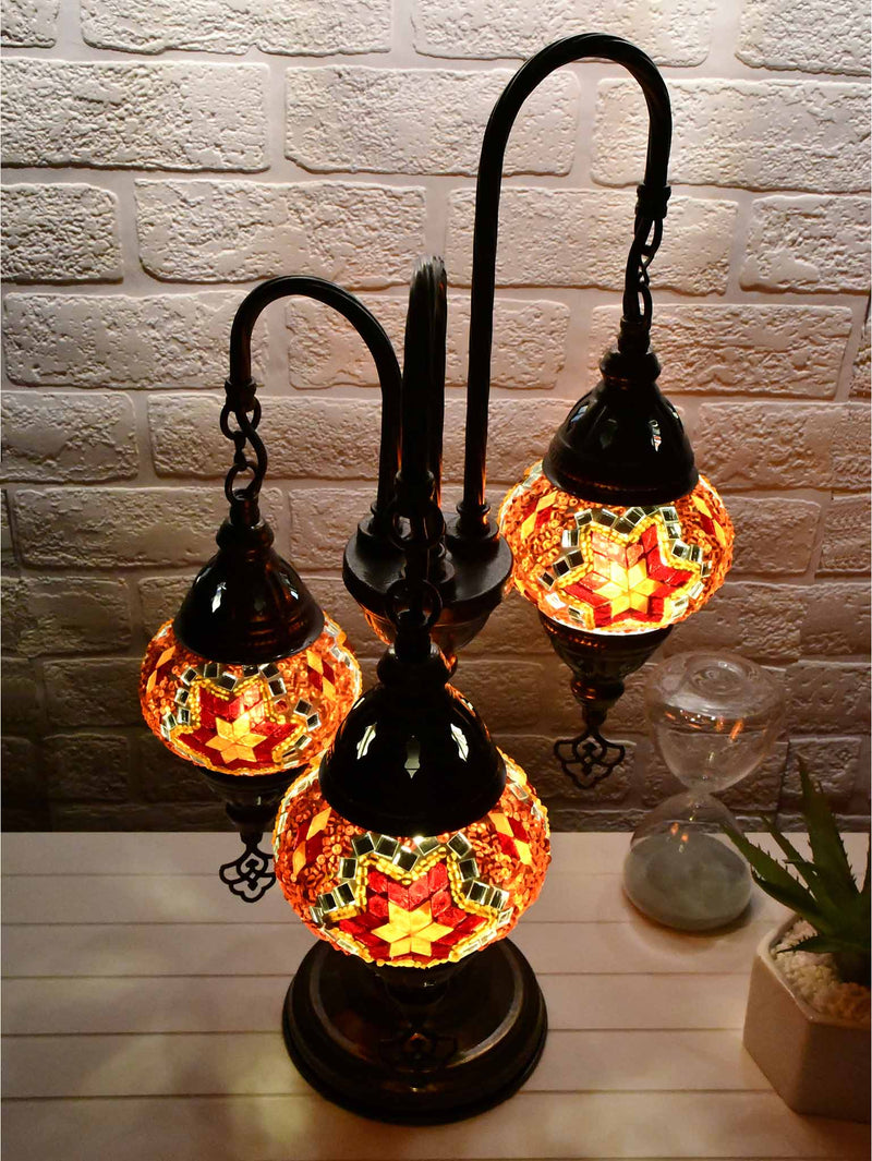 Turkish Mosaic Table Lamp Triple X Small Red Orange Lighting Sydney Grand Bazaar 