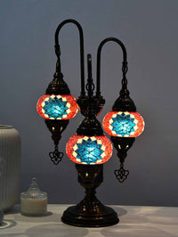 Turkish Mosaic Table Lamp Triple X Small Red Teal Green Lighting Sydney Grand Bazaar 