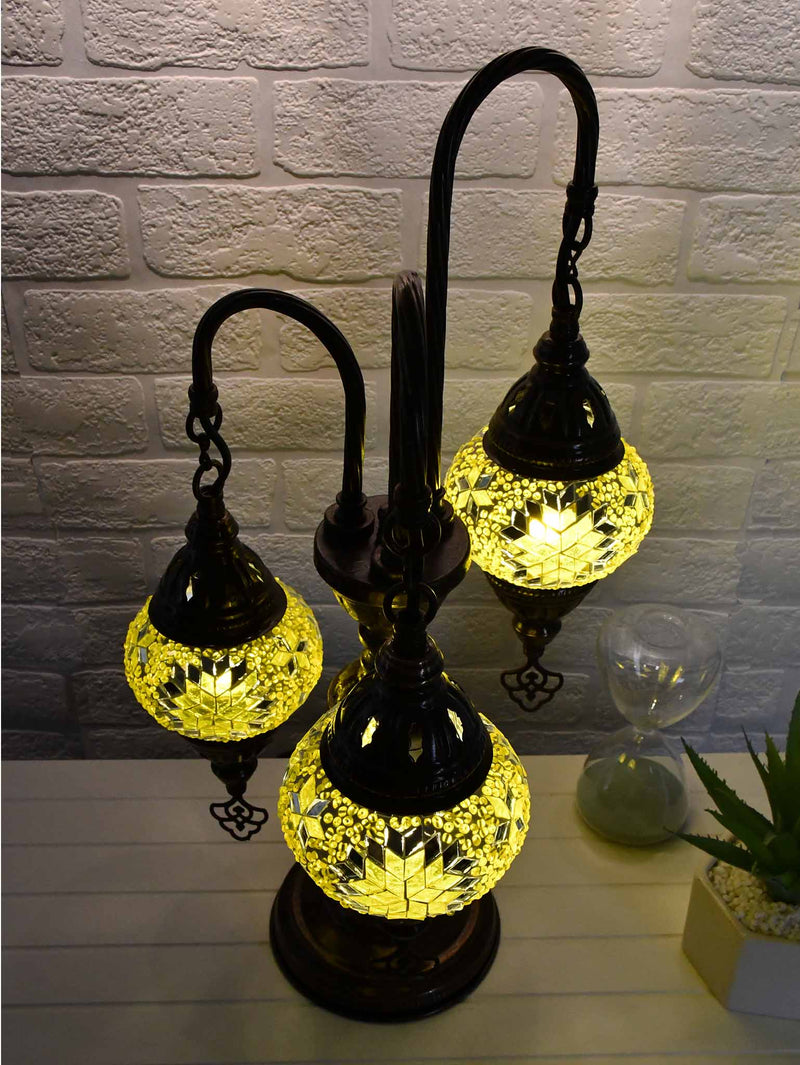 Turkish Mosaic Table Lamp Triple X Small Yellow Lighting Sydney Grand Bazaar 