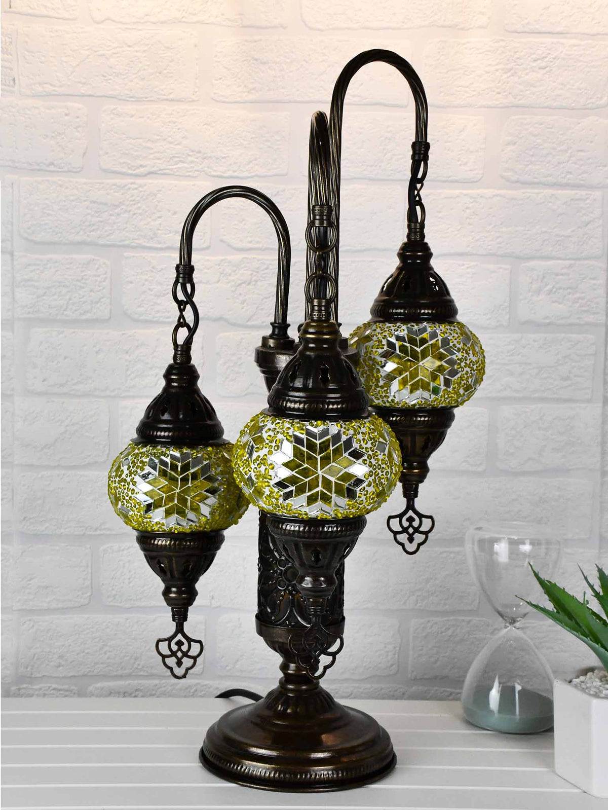 Turkish Mosaic Table Lamp Triple X Small Yellow Lighting Sydney Grand Bazaar 