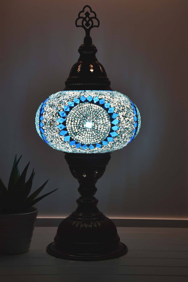 Turkish Mosaic Table Lamp Turquoise Circle Lighting Sydney Grand Bazaar 