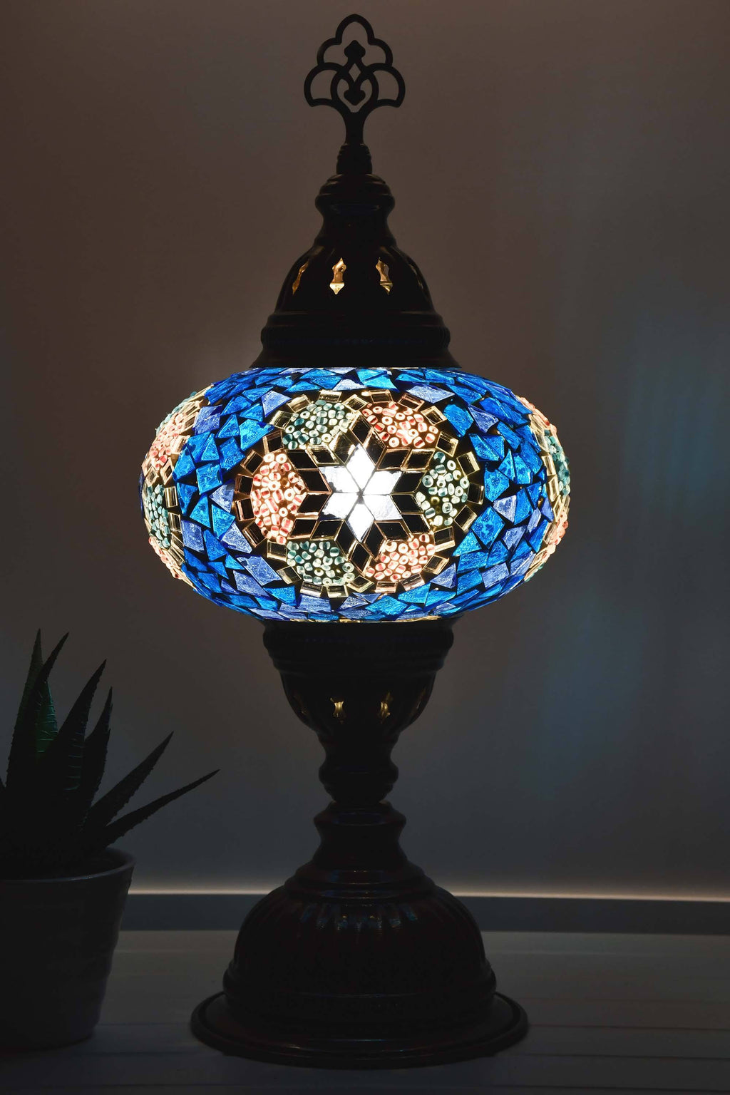 Turkish Mosaic Table Lamp Turquoise Pink Star Lighting Sydney Grand Bazaar 