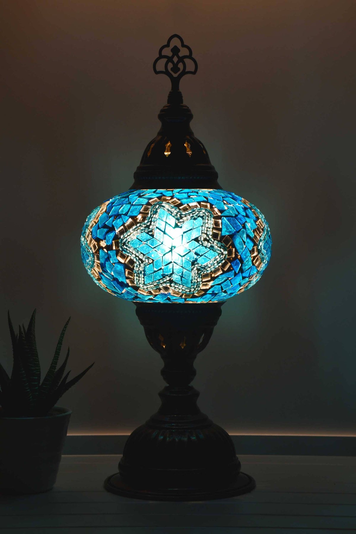 Turkish Mosaic Table Lamp Turquoise Star Lighting Sydney Grand Bazaar 