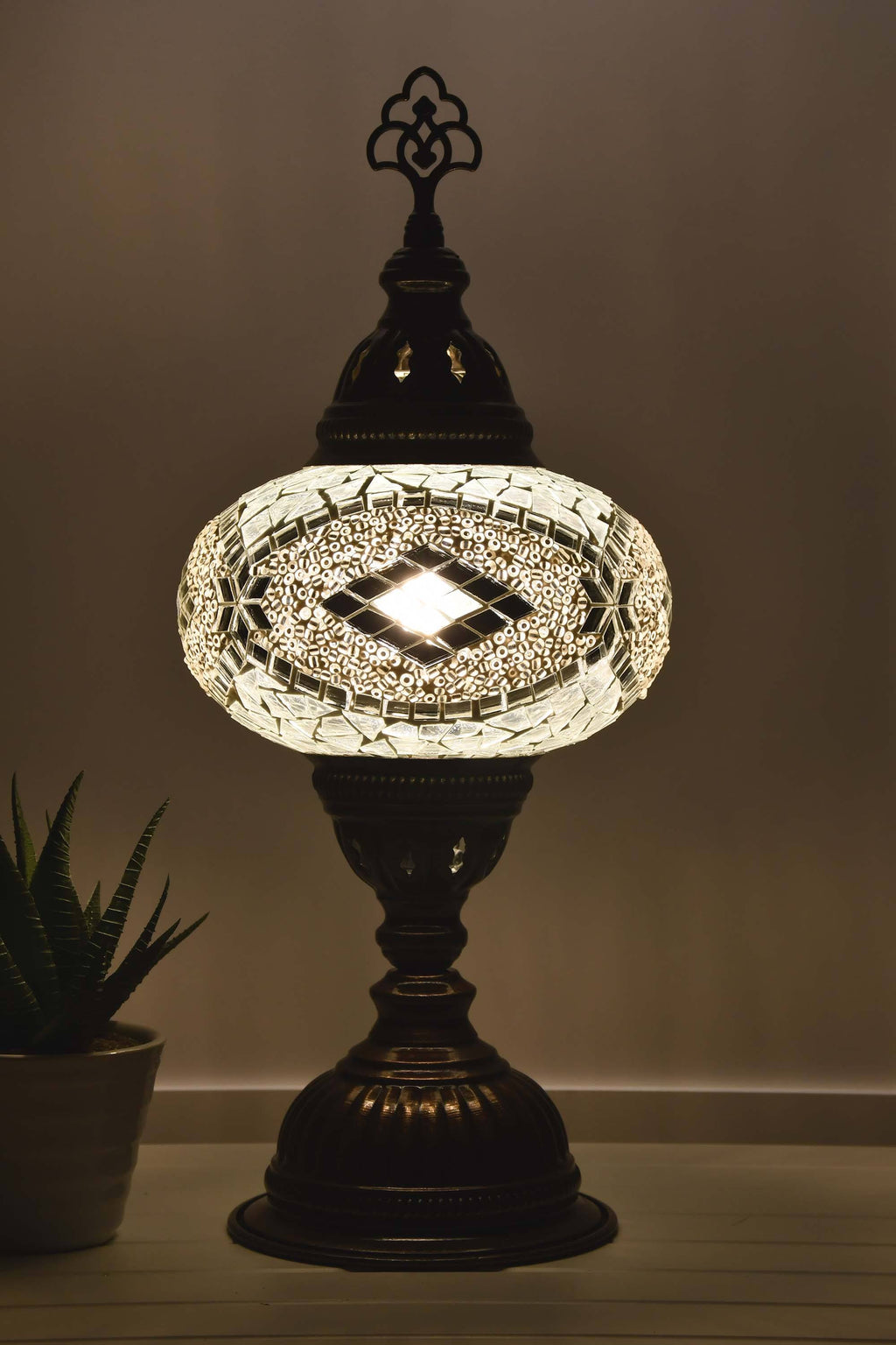 Turkish Mosaic Table Lamp White Diamond Beads Lighting Sydney Grand Bazaar 