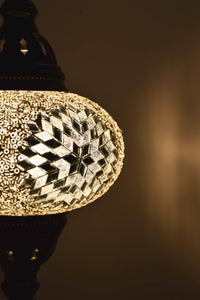 Turkish Mosaic Table Lamp White Fancy Star Beads Lighting Sydney Grand Bazaar 