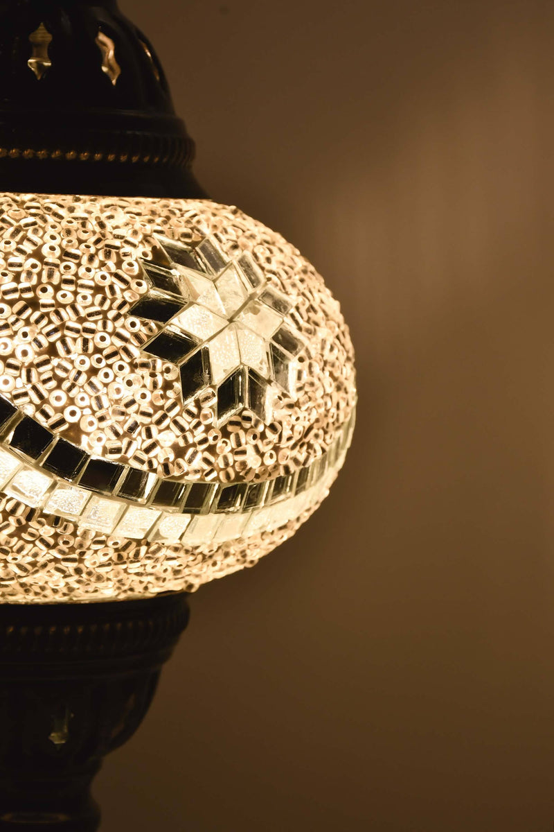 Turkish Mosaic Table Lamp White Round Beads Lighting Sydney Grand Bazaar 