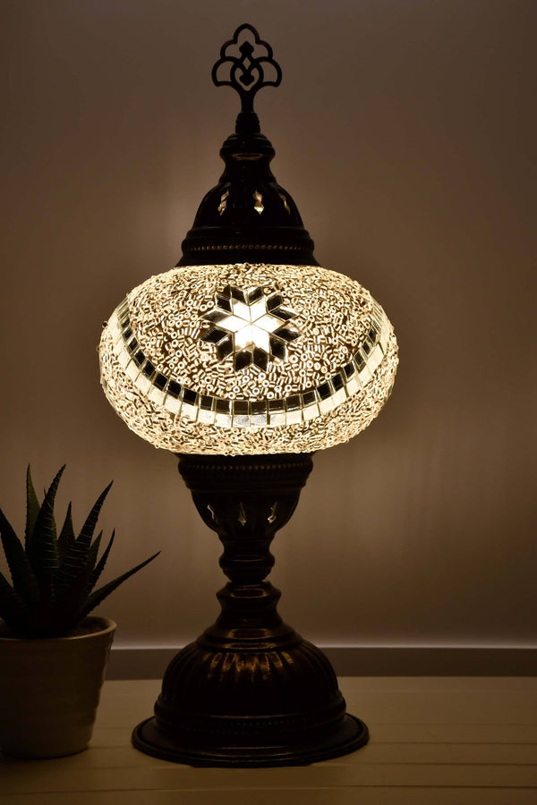 Turkish Mosaic Table Lamp White Round Beads Lighting Sydney Grand Bazaar 