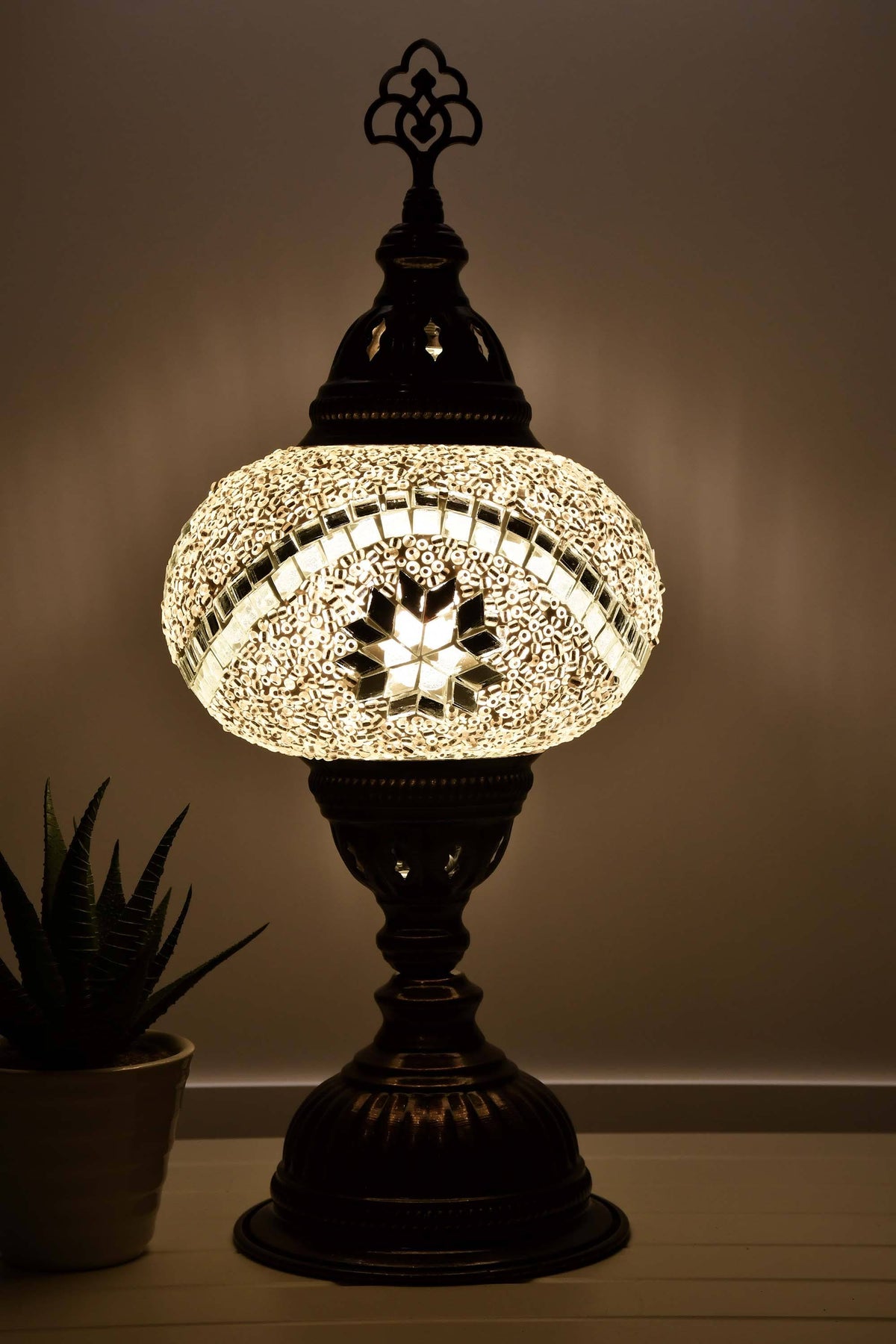 Turkish Mosaic Table Lamp White Round Beads Lighting Sydney Grand Bazaar 