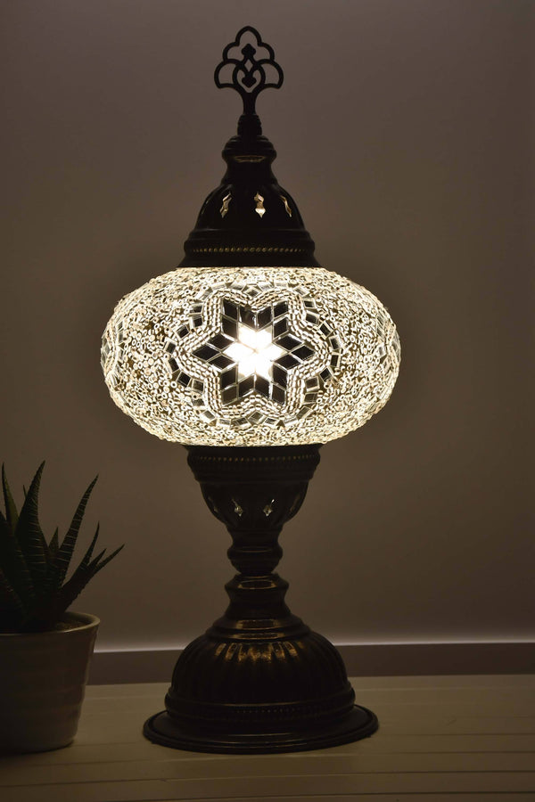 Turkish Mosaic Table Lamp White Star Beads Lighting Sydney Grand Bazaar 