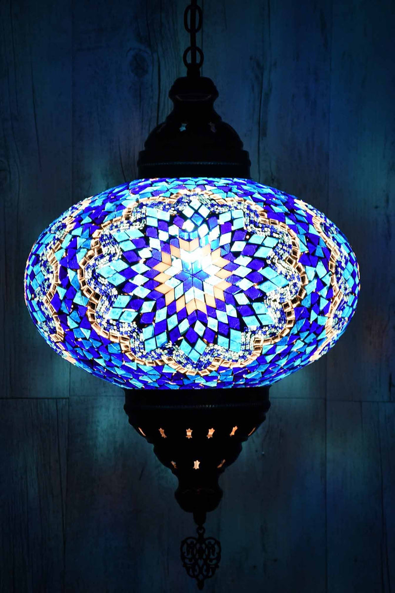 Turkish Pendant Light Blue Mosaic Star B5 Lighting Sydney Grand Bazaar 
