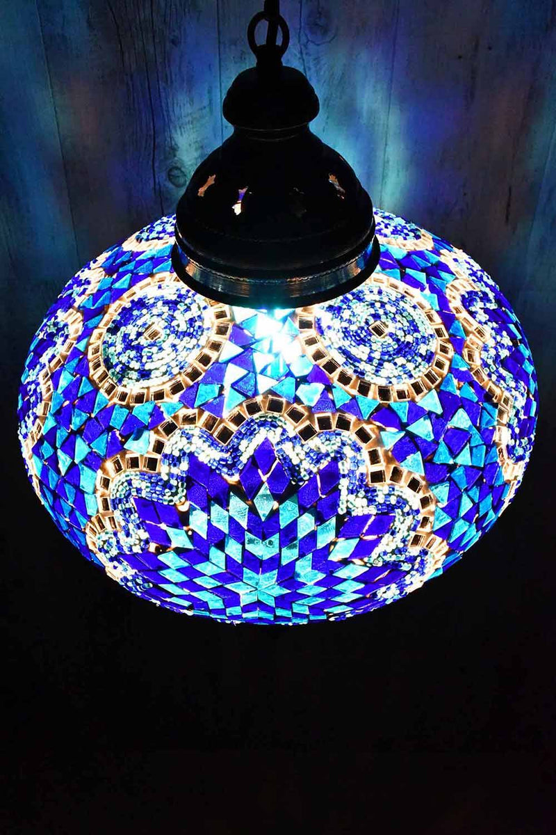 Turkish Pendant Light Blue Mosaic Star Circle B5 Lighting Sydney Grand Bazaar 