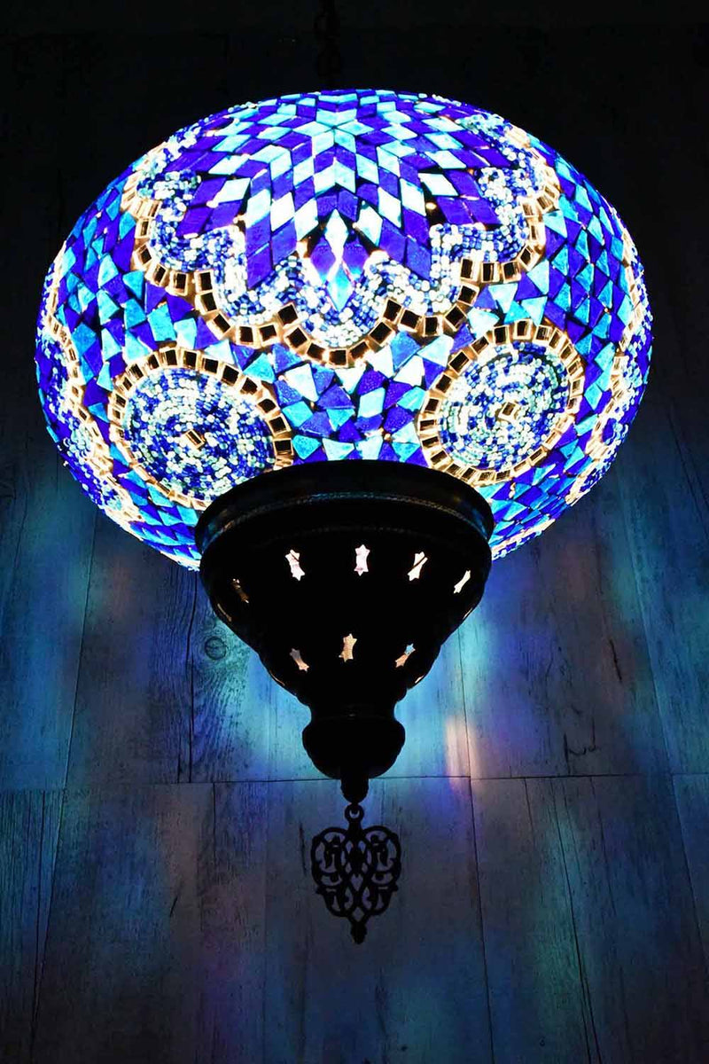 Turkish Pendant Light Blue Mosaic Star Circle B5 Lighting Sydney Grand Bazaar 